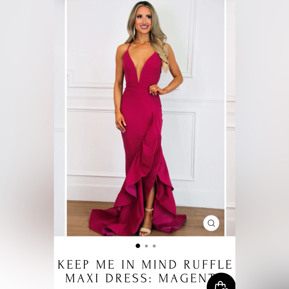 Ruffle Maxi Dress - Magenta